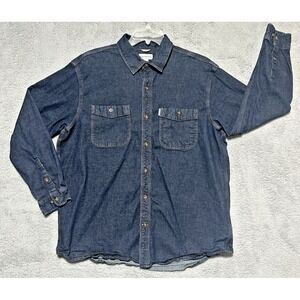 Carthartt Shirt Men's 2XL Medium‎ Dark Wash Denim Cottagecore Workwear